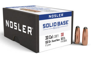 Nosler 38058 Solid Base 30Cal 150gr Round Nose 50CT