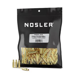 Nosler Unprimed Unprepped Brass Rifle Cartridge Cases .17 Rem Fireball NOS HS 100/ct (BULK)