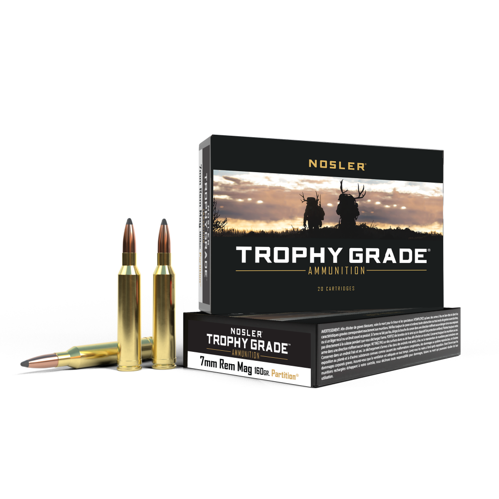 Nosler Ammo Trophy Grade Rifle Ammunition 7mm Rem Mag 160g PSP 2950 fps 20/ct