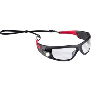 SPG500 SAFETY GLASSES W/BUILT-IN RECHARGEABLE LIGHT BLK/RED