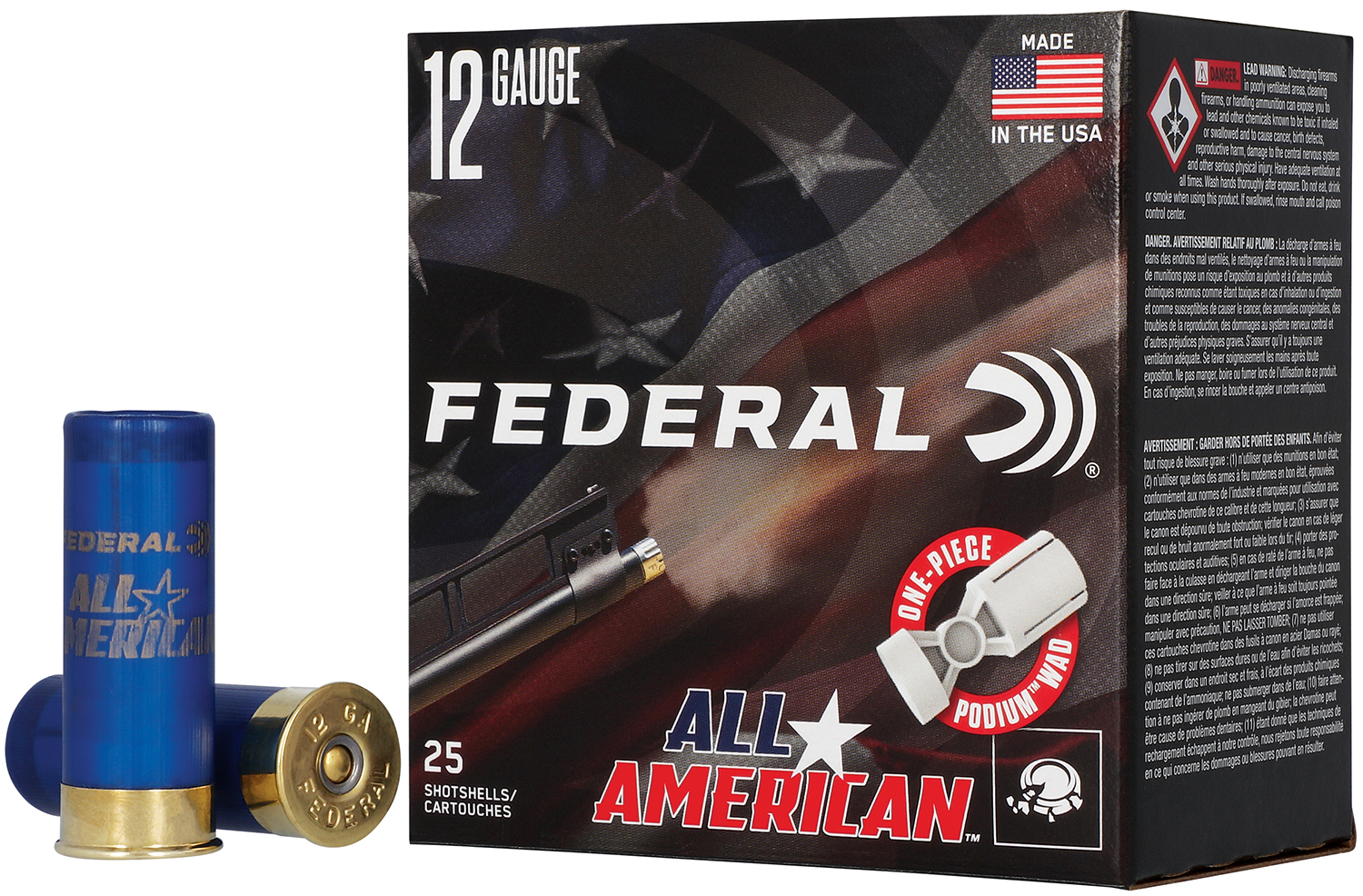 Federal FAA12H8 All-American 12Gauge 2.75" 1 1/8oz 8Shot 25 Per Box/10 Case