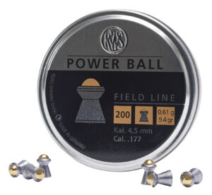 Umarex USA 2317414 Power Ball Field Line 177 Steel Lead Domed Pellet/ 200 Per Tin