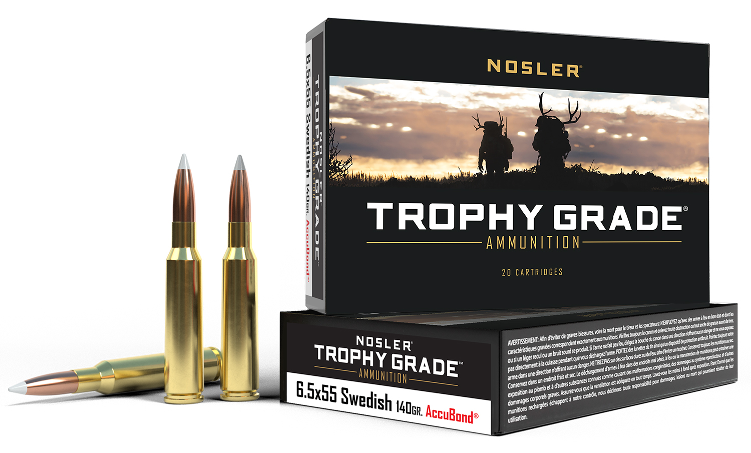 Nosler 60022 Trophy Grade 6.5x55Swedish 140gr Nosler AccuBond 20 Per Box/10 Case