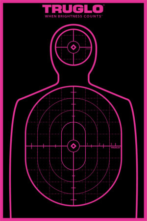 TruGlo TG13P6 Tru-See Handgun Target Self-Adhesive Heavy Paper Black/Pink 12"x18" Silhouette 6 Pack