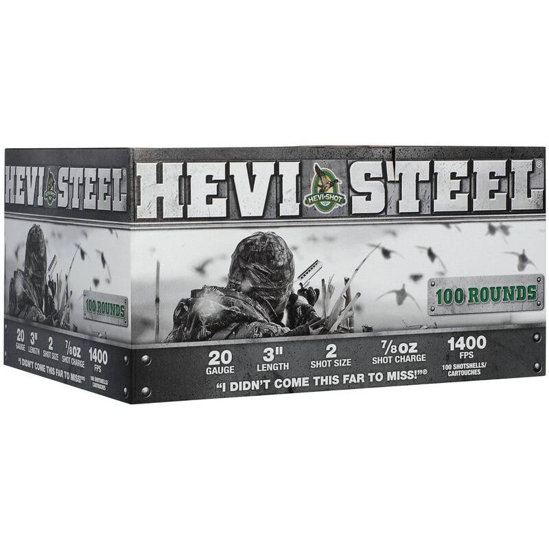 HEVI-Shot HEVI-Steel Shotshells 20ga 3" 7/8oz 1400 fps #2 100/ct