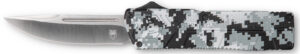 CobraTec Knives WDCCTLWDNS Lightweight  3.25" OTF Drop Point Plain D2 Steel Blade/Winter Digi Camo Aluminum Handle Includes Pocket Clip