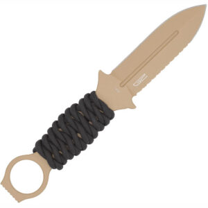 CobraTec Ringed Claymore 1 Side Serrated Dagger Fixed Blade Coyote