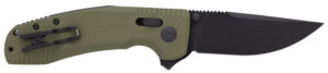 S.O.G SOG12380241 SOG-TAC XR 3.39" Folding Clip Point Plain Black TiNi Cryo D2 Steel Blade OD Green G10 Handle Includes Pocket Clip