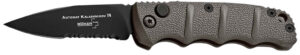 Boker 01KALS96  Kalashnikov 2.52" Drop Point Plain/Serrated Black D2 Steel Blade Gray Aluminum Handle