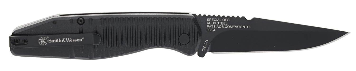 Smith & Wesson Knives 1215357 Special Ops Full Size 3.40" Folding Drop Point Plain AUS-8A SS Blade Aluminum Handle