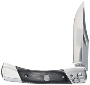 Uncle Henry 1222013 Bear Paw  3.80" Folding Plain 7Cr17MoV SS Blade, Black/SS Wood Laminate Handle