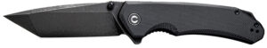 Civivi Knives C2023C Brazen  3.46" Folding Tanto Black Stonewashed D2 Steel Blade, Black Textured G10 Handle