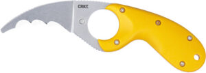 CRKT BEAR CLAW 2.39" YELLOW W/ - VEFF SERRATIONS BELT CLIP
