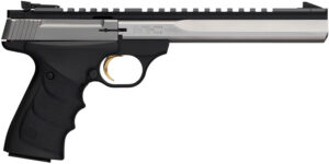Browning 051508490 Buck Mark Contour 22 LR 10+1 7.25" Contoured Barrel, Matte Stainless Serrated Steel Optic Ready Slide, Matte Black Aluminum Frame, Finger Grooved Black Ultragrip RX Grip