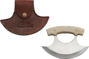 SZCO RITE EDGE 6" BONE HANDLE - ULU W/LEATHER SHEATH